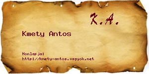 Kmety Antos névjegykártya